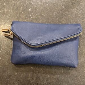 Elegant Blue Leather Clutch